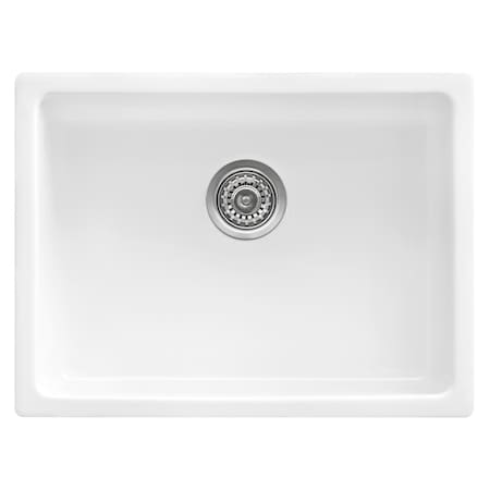 Ruvati 24" Fireclay Undermount / Drop-in Topmount Kitchen Sink Sgl Bowl, Wht RVL2420WH